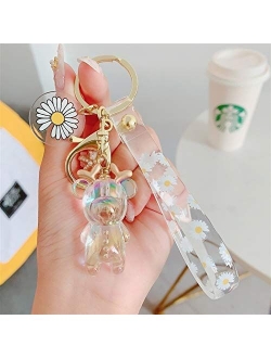 JZYZSNLB Keychain Cartoon Bear Keychains Cute Animal Handbag Keyring Charms Transparent Acrylic Fawn Key Ring for Women Girl Car Bag Keyfob (Color : Black)