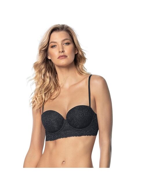 Laced Balconette Push-Up Bra with Wide Underbust Band