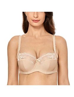 Women's Lace Balconette Underwire Unlined Plus Size Bra