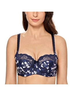 Women's Lace Balconette Underwire Unlined Plus Size Bra