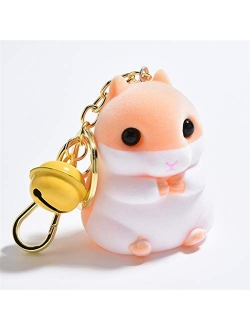 JZYZSNLB Keychain Creative Flocking Hamster Keychains Cartoon Cute Hamster Mouse Key Chain Girl Bag Pendant Keyring Gifts Student Lovers Gift (Color : Pink)