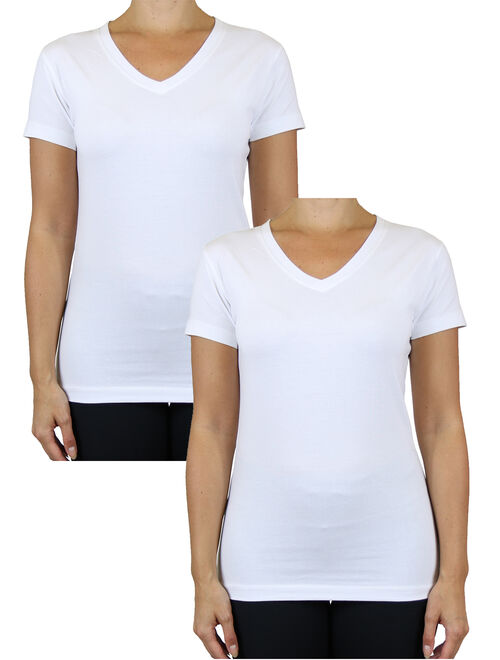 GBH Womens V-Neck Cotton Stretch Short Sleeve Tees (2-Pack)