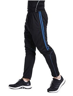 Men's Sweatpants Track Soccer Training Pants Active Jogger Pants Slim Fit Trousers Striped Zipper Pockets