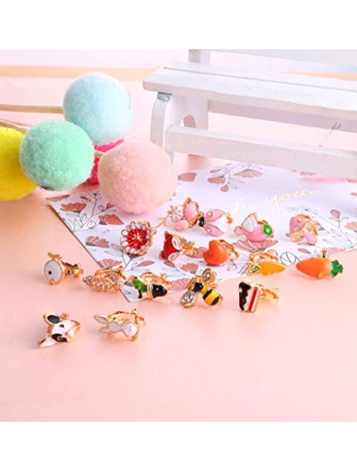 Acorn Hanpabum 20 Pairs Painless Clip On Earrings for Teen Girl Women Lollipop Ice Cream Multiple Animals Cute Pattern