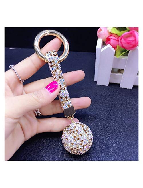 Hzwlsd Keychain New Rhinestone Key Chain Crystal Ball Car Keychain Charm Pendant Key Ring for Women (Color : 7, Size : 13 cm)