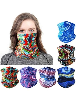 FAYBOX 6pcs Magic Wide Wicking Headbands Outdoor Headwear Bandana Sports Scarf Tube UV Face Mask for Workout Yoga Running Hiking Riding Motorcycling