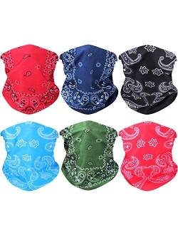 FAYBOX 6pcs Magic Wide Wicking Headbands Outdoor Headwear Bandana Sports Scarf Tube UV Face Mask for Workout Yoga Running Hiking Riding Motorcycling