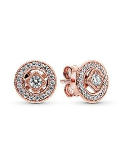 Jewelry Vintage Circle Stud Cubic Zirconia Earrings in Pandora Rose