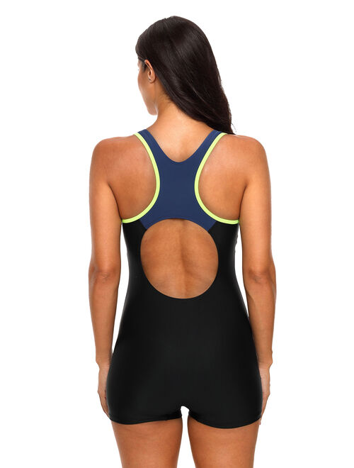 Upopby Women's One Piece Athletic Swimsuit Crisscross Sports Training  Racerback Swimwear Plus Size Slimming Bathing Suit