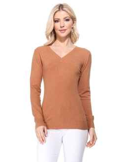 YEMAK Women's Long Sleeve V-Neck Basic Soft Knit T-Shirt Pullover Sweater MK5501-Kellygreen-M