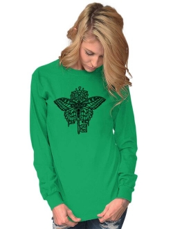 Spiritual Long Sleeve T-Shirts Tee For Women Butterfly Key Symbol Graphic Gift