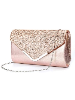 ZIUMUDY Women's Sparkle Evening Bags Envelope Clutches Shoulder Chain Handbag Bridal Wedding Purse