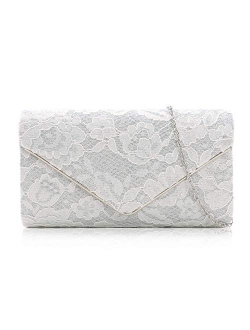 Clutch Purses For Women Glitter Lace Clutches Evening Bag Floral Pattern Handbags For Wedding And Party