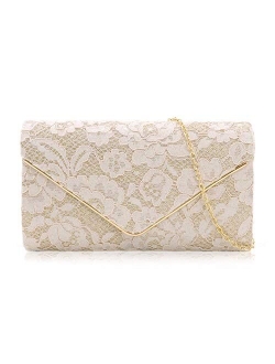 Clutch Purses For Women Glitter Lace Clutches Evening Bag Floral Pattern Handbags For Wedding And Party