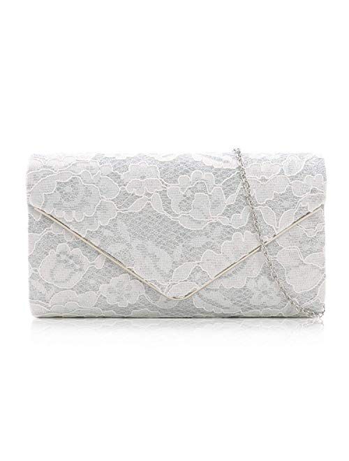 Milisente Clutch Purses For Women Glitter Lace Clutches Evening Bag Floral Pattern Handbags For Wedding And Party