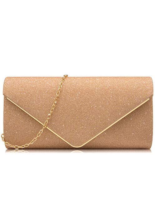 Milisente Clutch Purses For Women Glitter Lace Clutches Evening Bag Floral Pattern Handbags For Wedding And Party