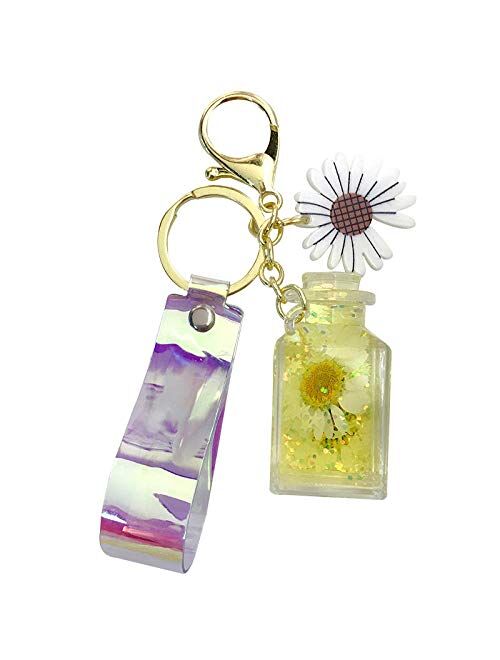 Keychains Keychain Jewelry with Sweet Daisies Keychain Cute Moving Keyring Acry