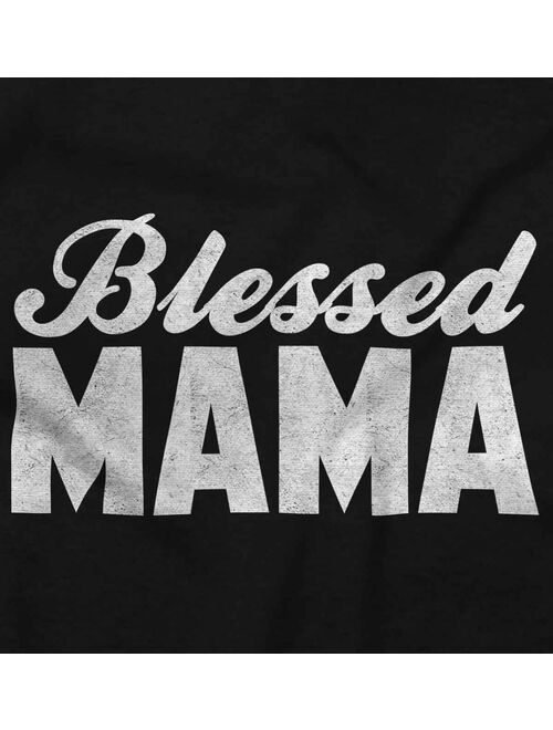 Mom Long Sleeve T-Shirts Tee For Women Blessed Mama Religious Mothers Day Gift Idea