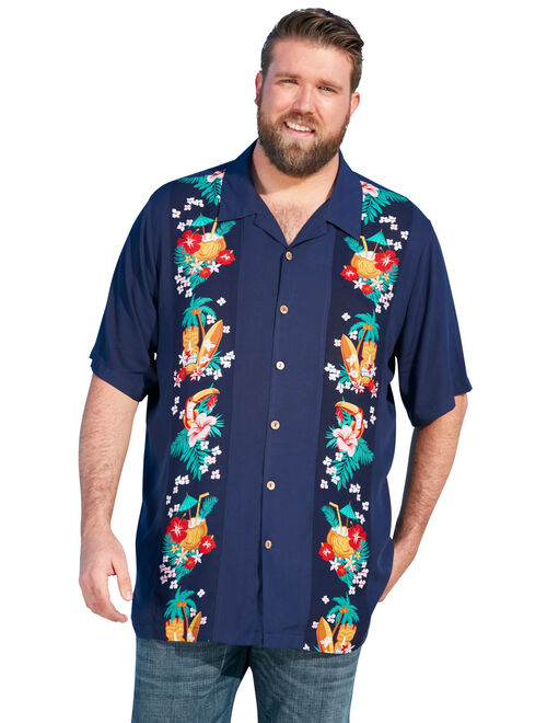 Ks Island By Kingsize Men's Big & Tall Ks Island Tropical Rayon Short-Sleeve Shirt