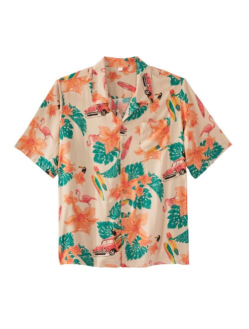 Ks Island By Kingsize Men's Big & Tall Ks Island Tropical Rayon Short-Sleeve Shirt