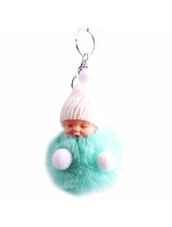 ZZPH Durable and Beautiful Keychain Fluffy Baby Sleep Key Chain Pendant Key Chain Keyring