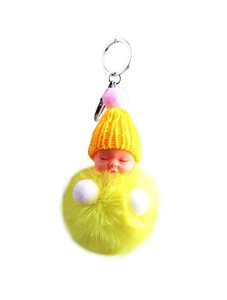 ZZPH Durable and Beautiful Keychain Fluffy Baby Sleep Key Chain Pendant Key Chain Keyring