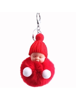 ZZPH Durable and Beautiful Keychain Fluffy Baby Sleep Key Chain Pendant Key Chain Keyring