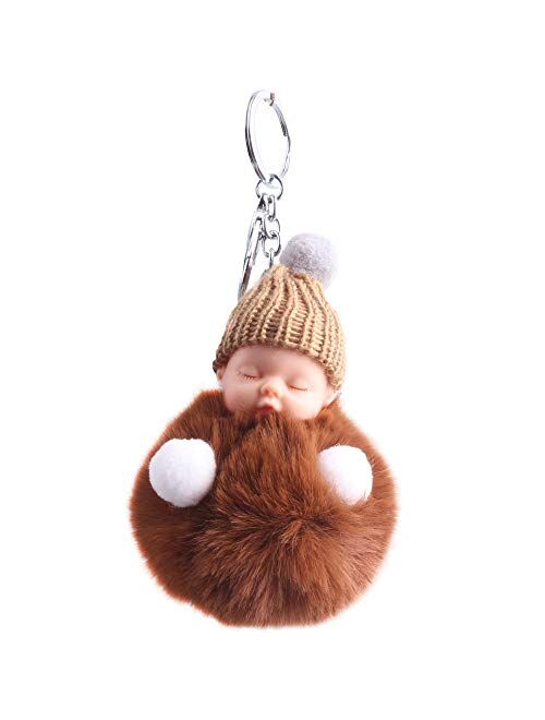 ZZPH Durable and Beautiful Keychain Fluffy Baby Sleep Key Chain Pendant Key Chain Keyring