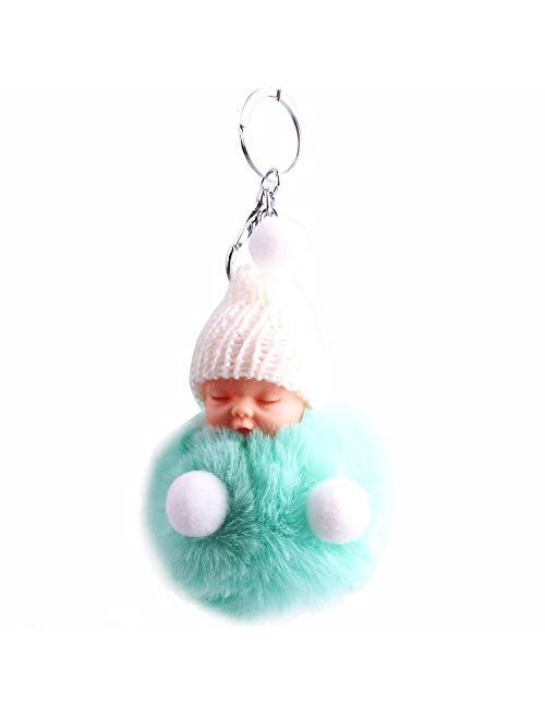 ZZPH Durable and Beautiful Keychain Fluffy Baby Sleep Key Chain Pendant Key Chain Keyring