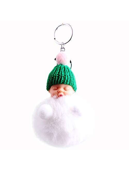 ZZPH Durable and Beautiful Keychain Fluffy Baby Sleep Key Chain Pendant Key Chain Keyring