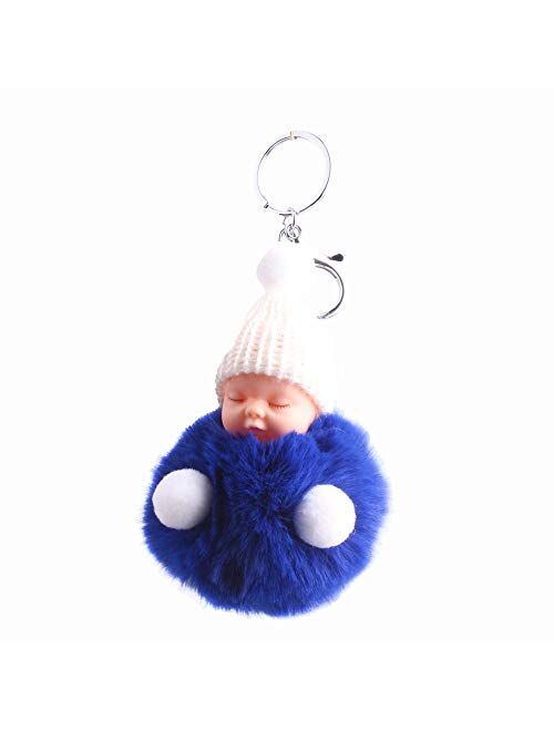 ZZPH Durable and Beautiful Keychain Fluffy Baby Sleep Key Chain Pendant Key Chain Keyring