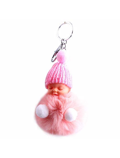 ZZPH Durable and Beautiful Keychain Fluffy Baby Sleep Key Chain Pendant Key Chain Keyring