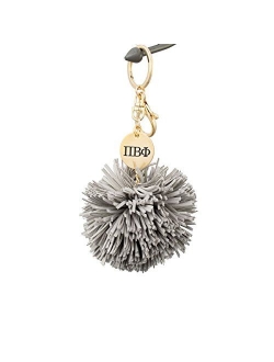 A-List Greek Pi Beta Phi Pom Tassel Keychain Sorority Key Chain with Laser Engraved Charm