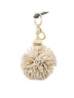 A-List Greek Pi Beta Phi Pom Tassel Keychain Sorority Key Chain with Laser Engraved Charm