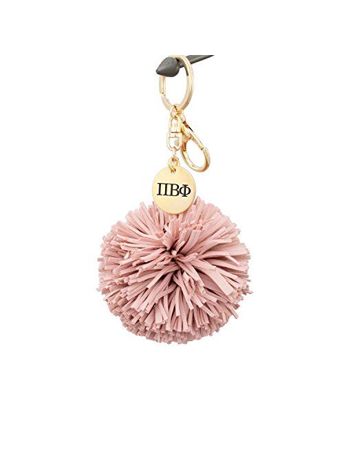 A-List Greek Pi Beta Phi Pom Tassel Keychain Sorority Key Chain with Laser Engraved Charm