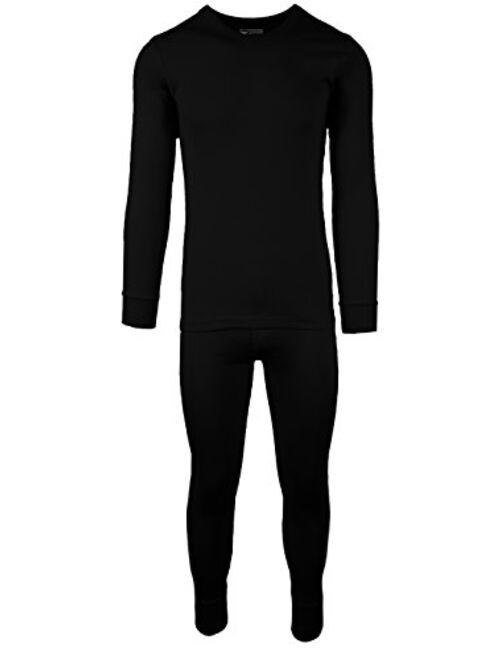 Men's 3 Pack 100% Cotton Fleece Lined Base Layer Thermal Underwear 2 Piece Set