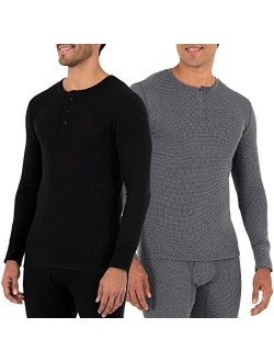 Men's Recycled Waffle Thermal Underwear Henley Top (1 and 2 Packs)