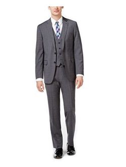 Mens Plaid Windowpane Two Button Formal Suit