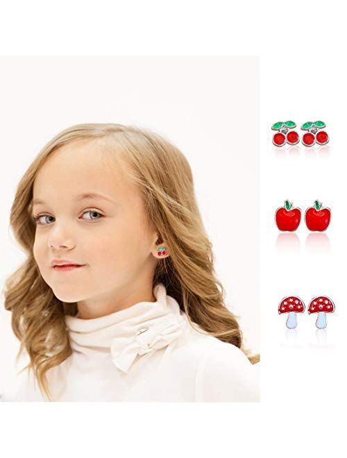 tmtonmoon Stud Earrings Set Colorful Cute Flower Earrings Set Toddler Hypoallergenic Jewelry for Women Girls Children Kids