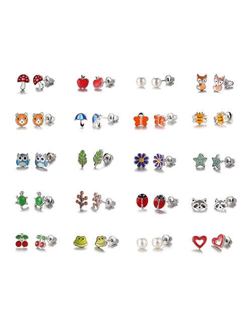 tmtonmoon Stud Earrings Set Colorful Cute Flower Earrings Set Toddler Hypoallergenic Jewelry for Women Girls Children Kids