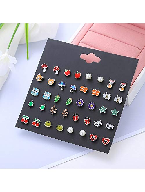 tmtonmoon Stud Earrings Set Colorful Cute Flower Earrings Set Toddler Hypoallergenic Jewelry for Women Girls Children Kids