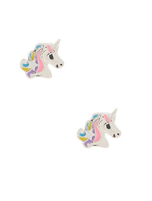 Claire's Stud Earrings for Girls, Multicolor with Silver Tone, 1 Pair