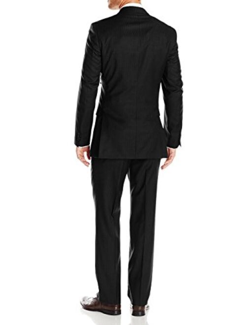 Luciano Natazzi Men's Two Button Pinstripe Modern Fit Suit 2 Piece Jacket Pant