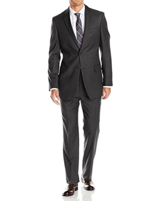 Luciano Natazzi Men's Two Button Pinstripe Modern Fit Suit 2 Piece Jacket Pant