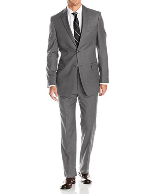 Luciano Natazzi Men's Two Button Pinstripe Modern Fit Suit 2 Piece Jacket Pant