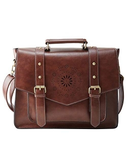 Briefcase, Messenger, Laptop Satchel Work Bags Vegan Leather Fits 15.6-inch Laptops