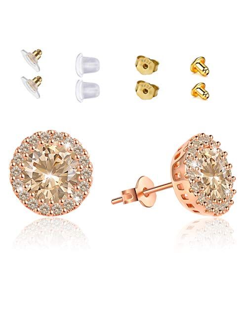 Stud Earrings Earrings for Girls Fashion Cubic Zirconia Halo Earrings for Women Men