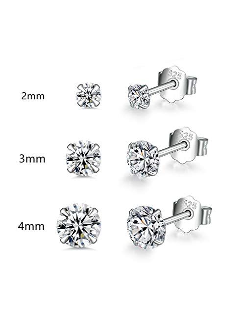 3 Pairs Sterling Silver Small Hoop Earrings Tiny Cartilage Earring Cubic Zirconia Cuff Huggie Earrings Mini Hoops Earrings Piercing for Women Girls