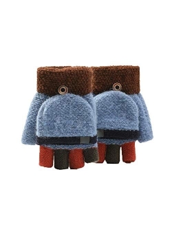 No-Branded Yllanmg Unisex Warm Soft Winter Convertible Flip Top Fingerless Glove Mittens