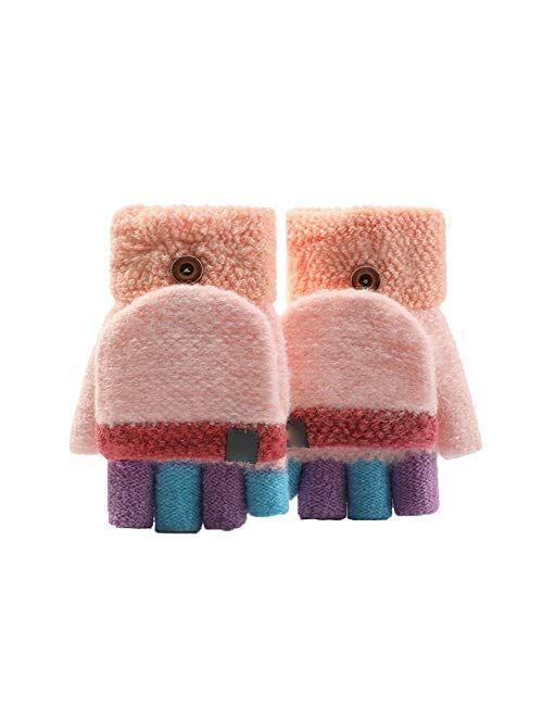 No-Branded Yllanmg Unisex Warm Soft Winter Convertible Flip Top Fingerless Glove Mittens